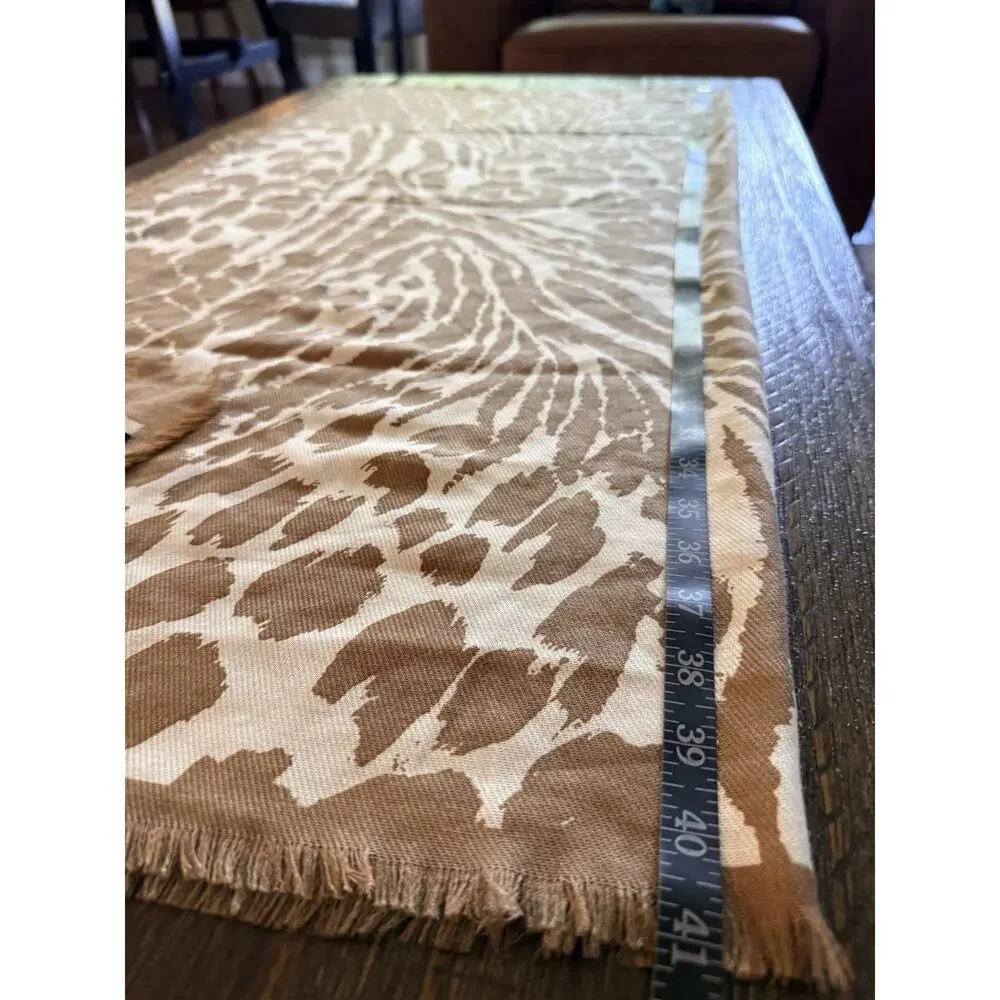 Luxe Rachel Zoe Scarf Tan Cream Abstract Animal Print Western Boho